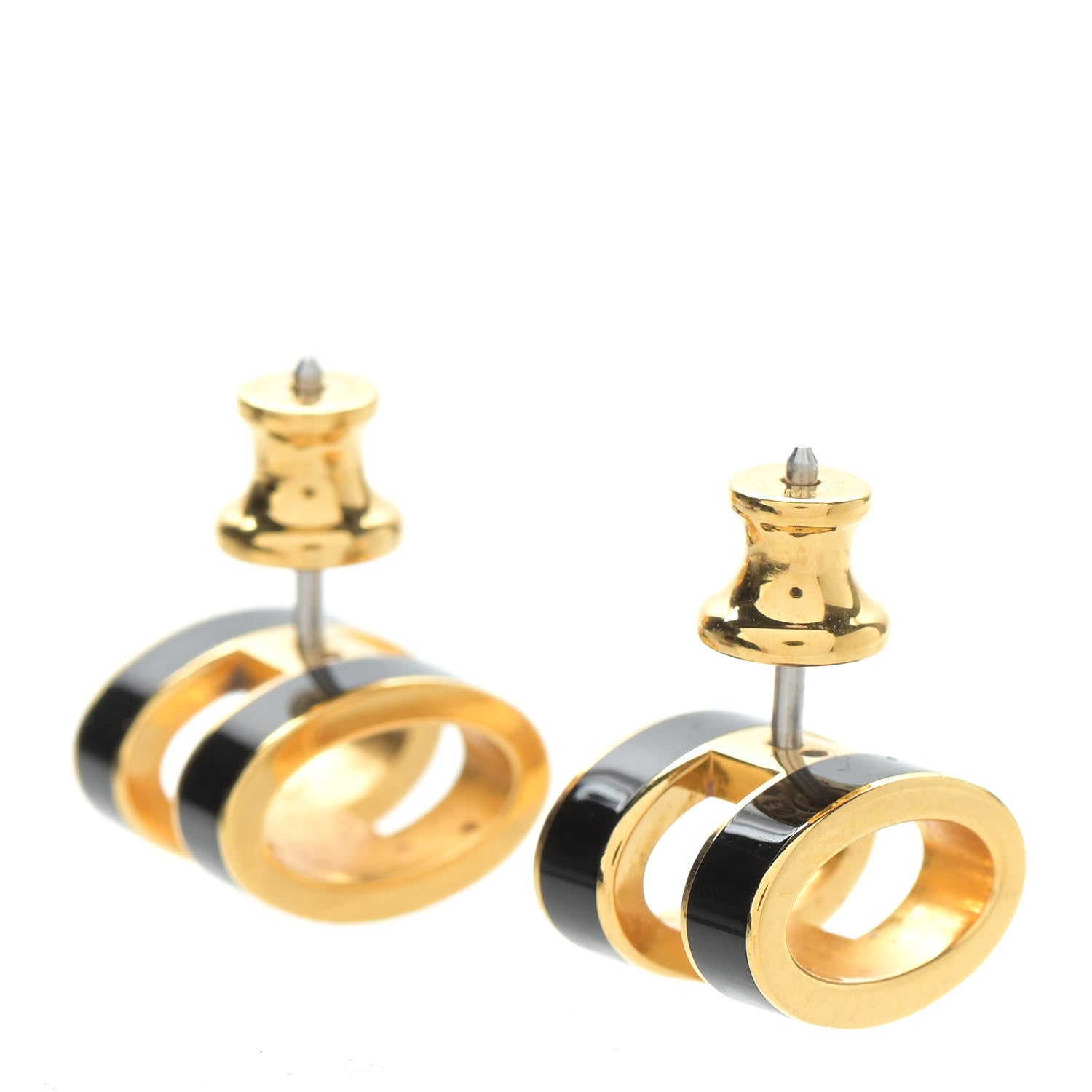 Hermes Gold Lacquered Pop H Earrings Black 3 of 6