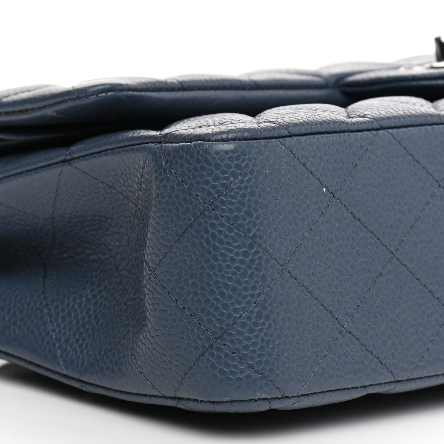 Caviar Quilted Medium Double Flap Blue