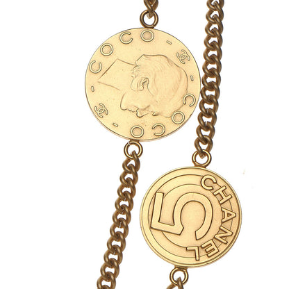 Chanel CC Coco Camellia Coin Long Necklace Gold 10 of 11