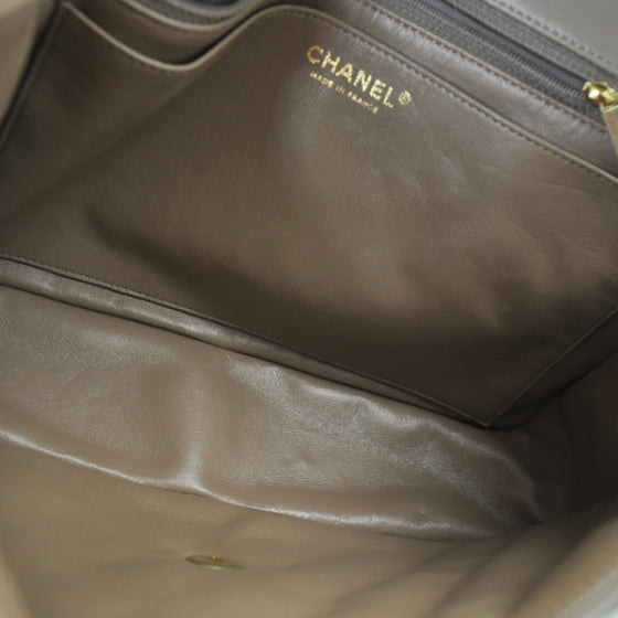 Lambskin Quilted Jumbo Flap Brown