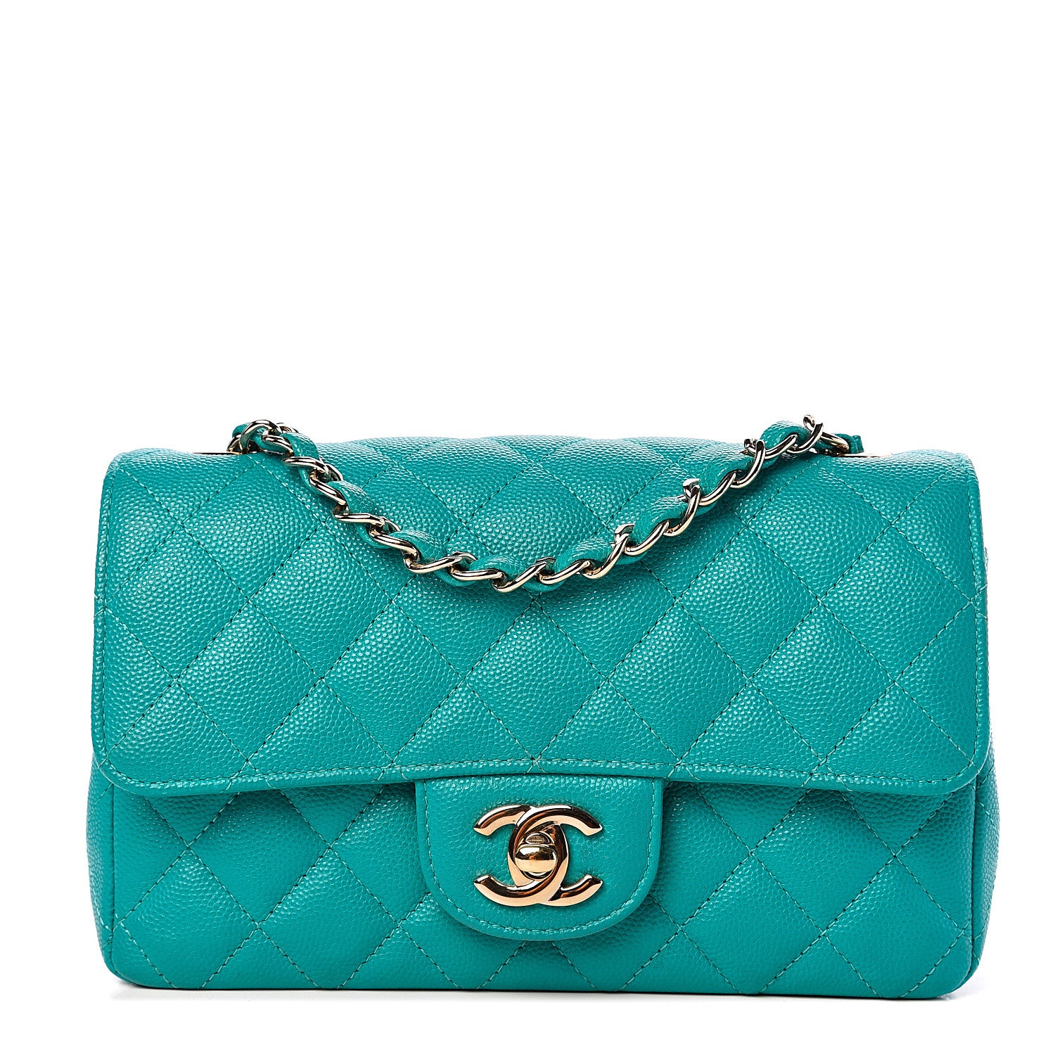 Chanel Caviar Quilted Mini Rectangular Flap Turquoise 1 of 10