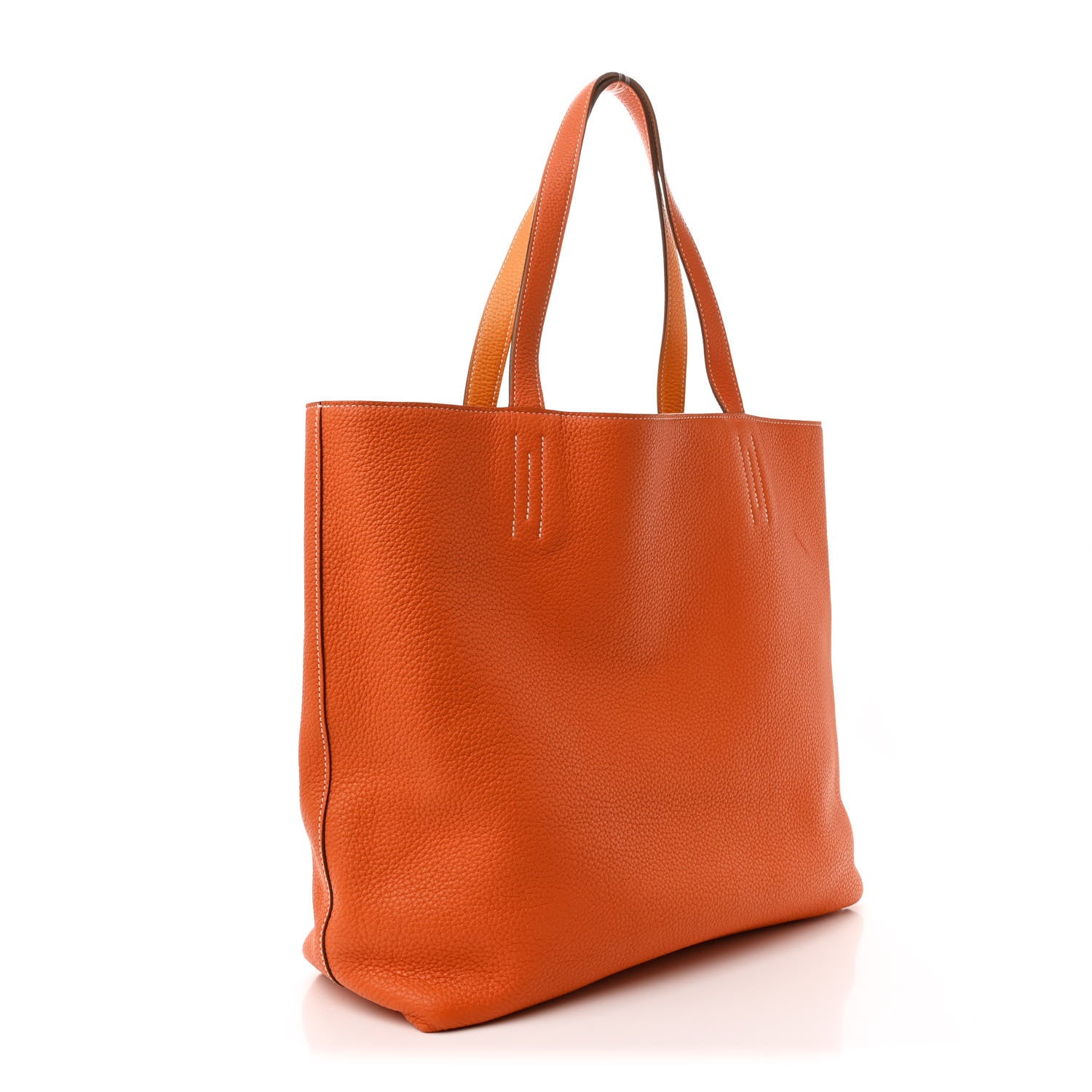 Hermes Taurillon Clemence Double Sens 36 Reversible Tote Moutarde Orange 4 of 17