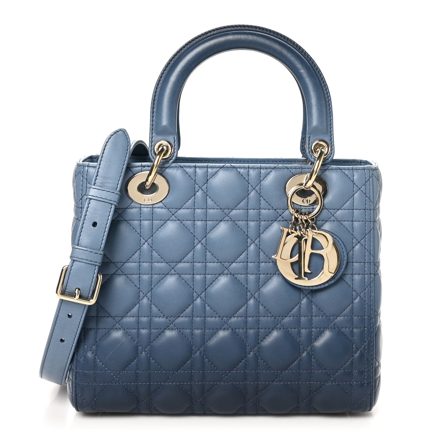 Lambskin Cannage Gradient Medium Lady Dior Blue