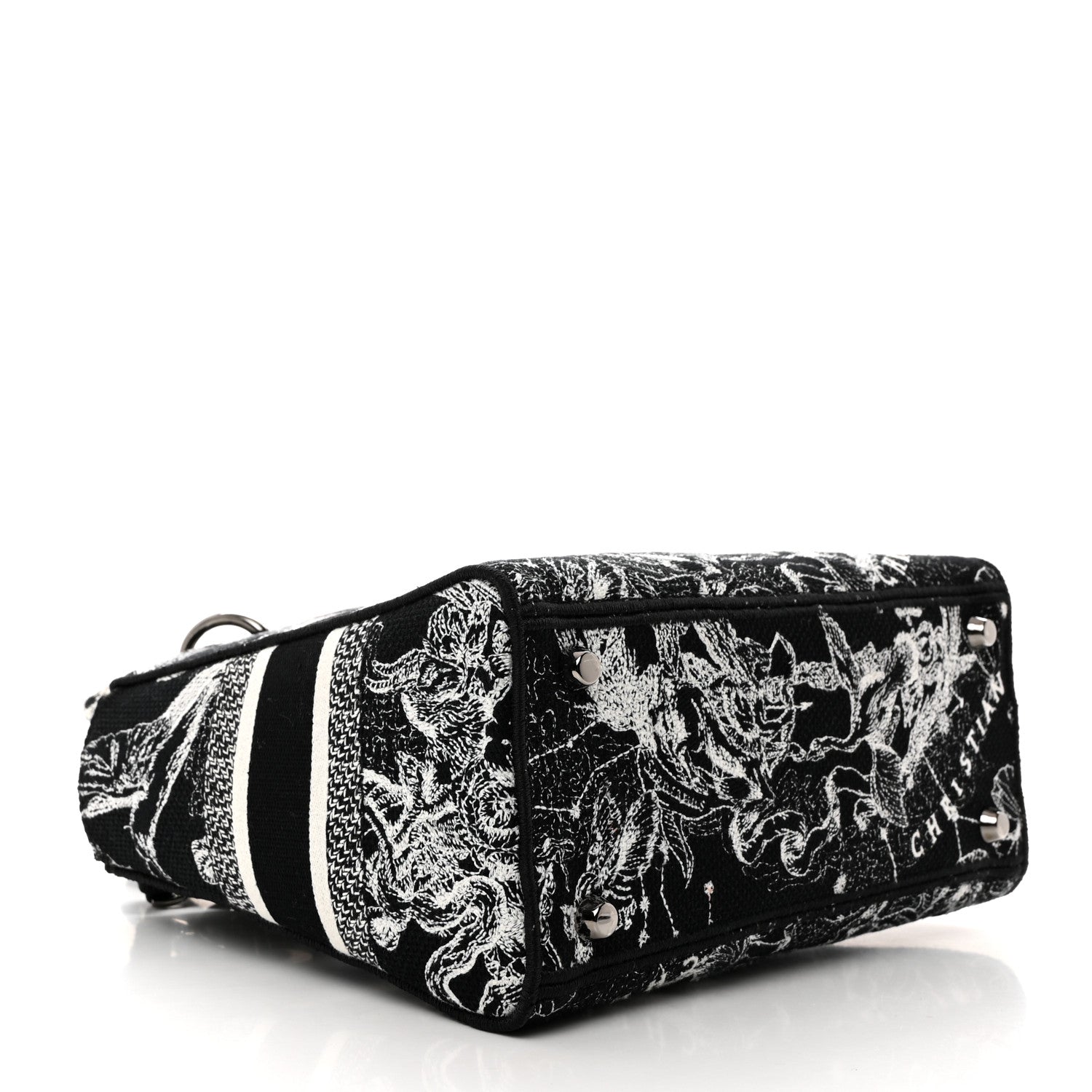 Christian Dior Canvas Embroidered Zodiac Toile De Jouy Medium Lady D-Lite Black 4 of 10