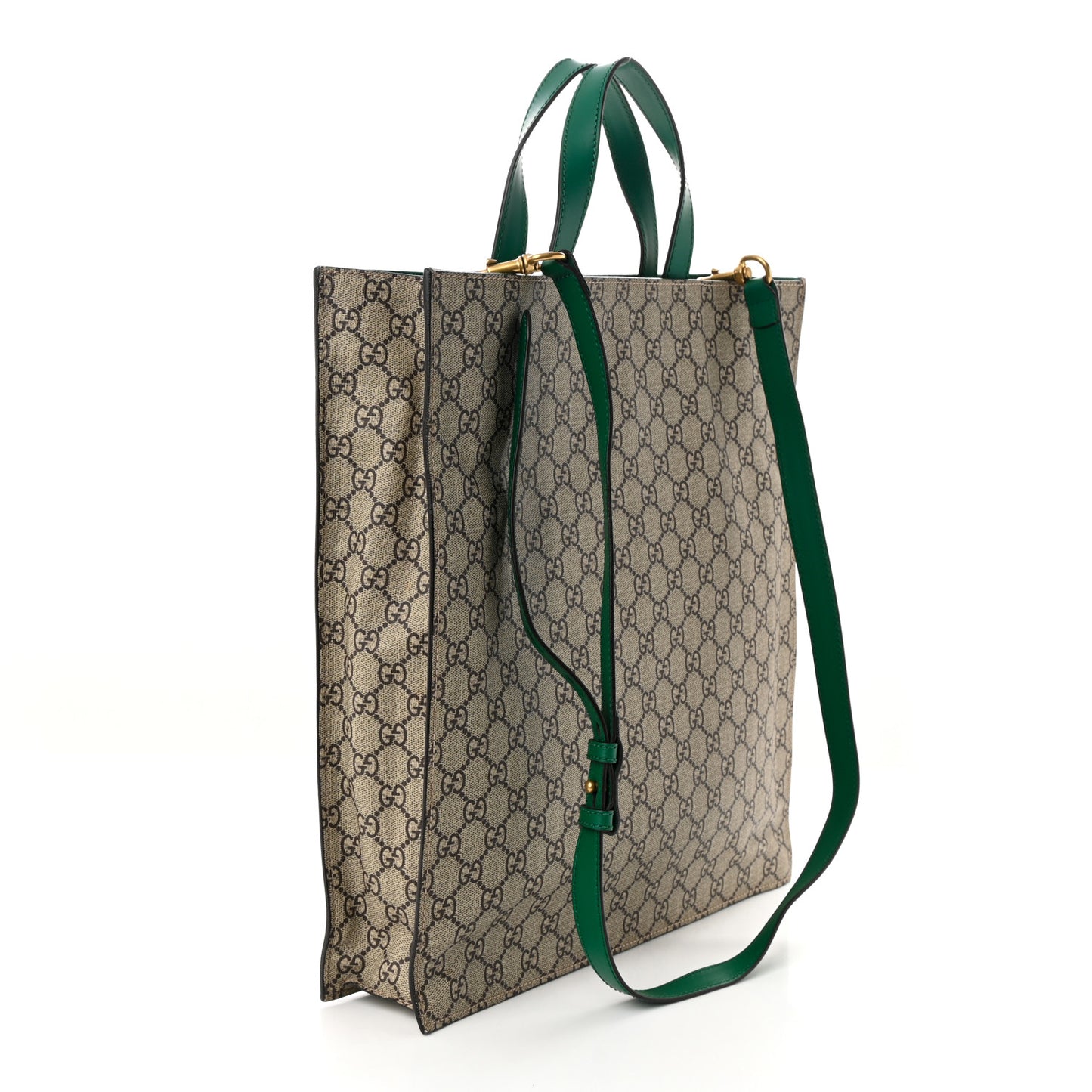 GG Supreme Monogram L'Aveugle Par Amour Print Vertical Tote Emerald Green