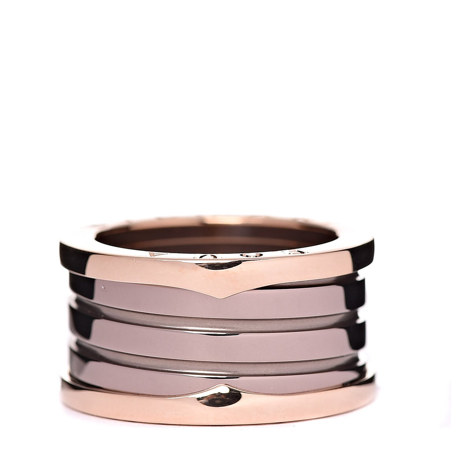 18K Rose Gold Bronze Cermet B.Zero1 Roma Four-Band Ring 55 7.25
