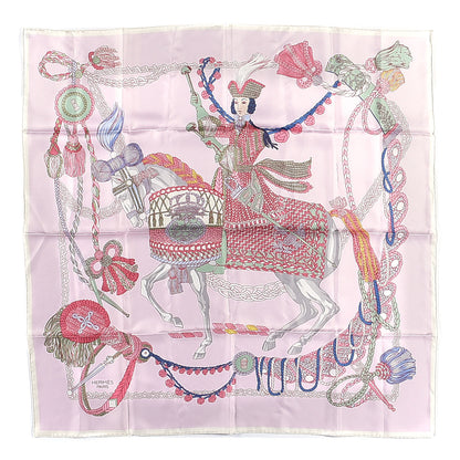 Hermes Silk Le Timbalier Scarf 90 Rose Pale Vert Amande 1 of 3