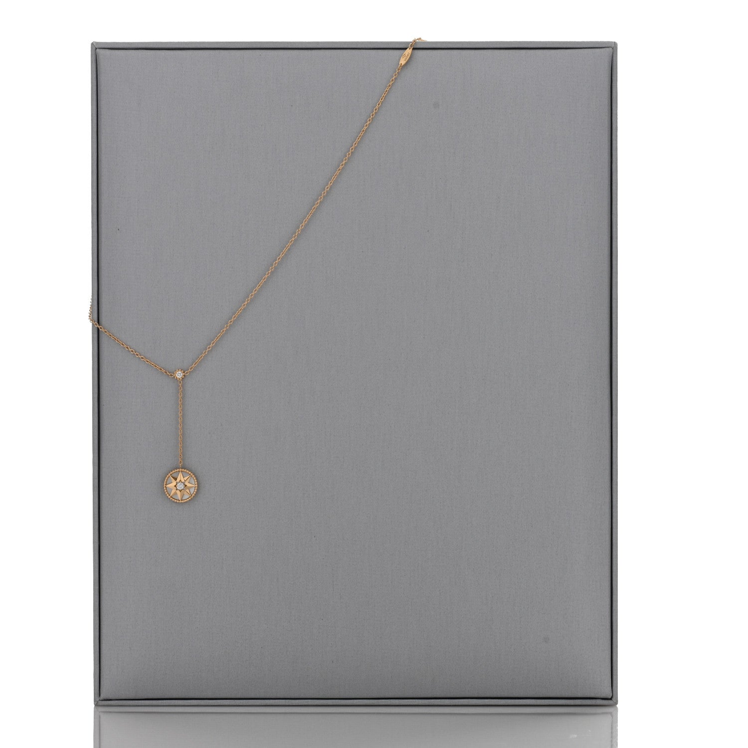 Christian Dior 18K Yellow Gold Diamond Mother of Pearl Rose Des Vents Y Necklace 6 of 6