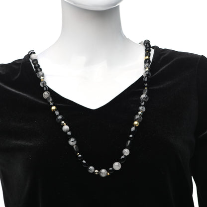 David Yurman 18K Yellow Gold Quartz Black Onyx Pyrite Signature Bead Toggle Necklace 2 of 6