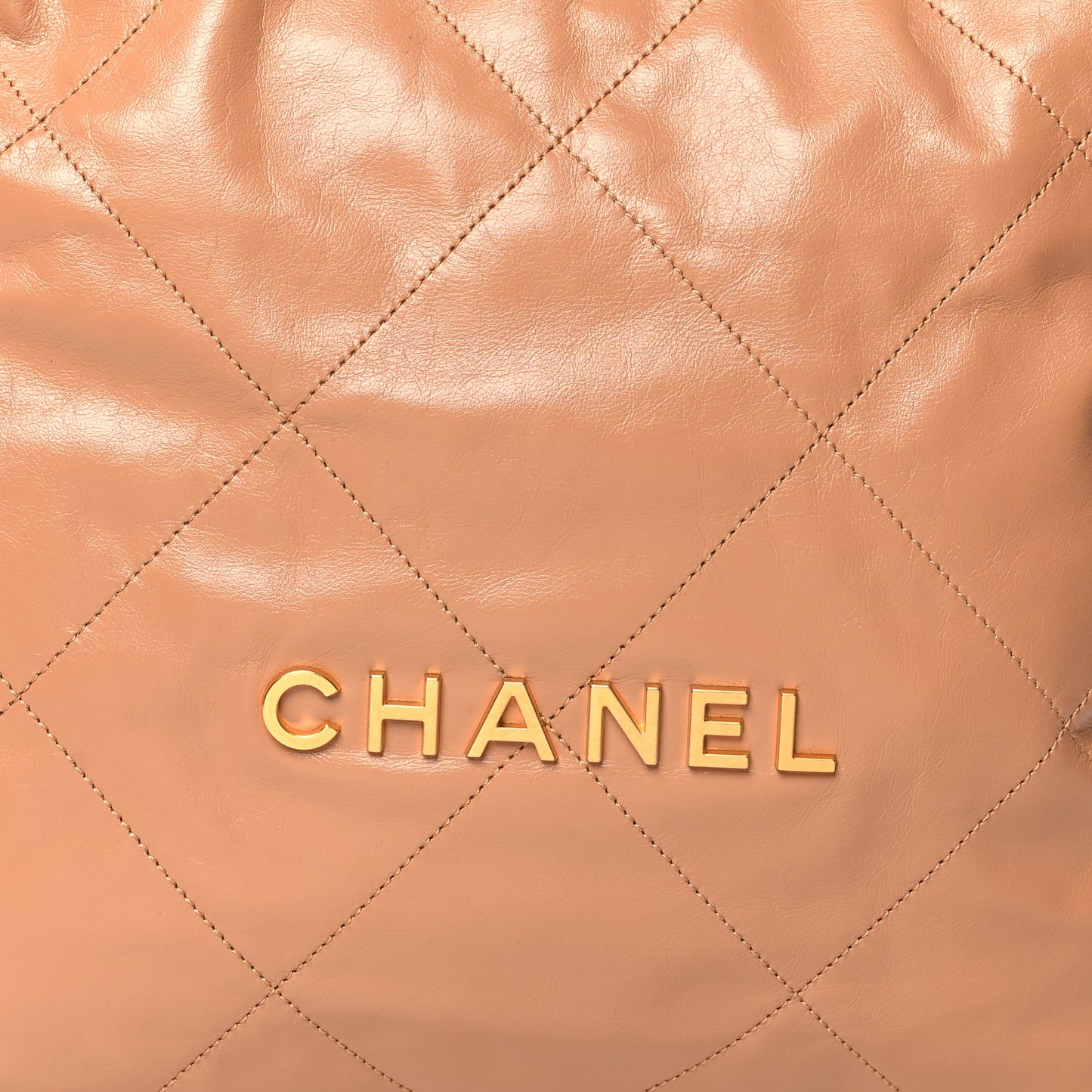 Shiny Calfskin Quilted Chanel 22 Beige