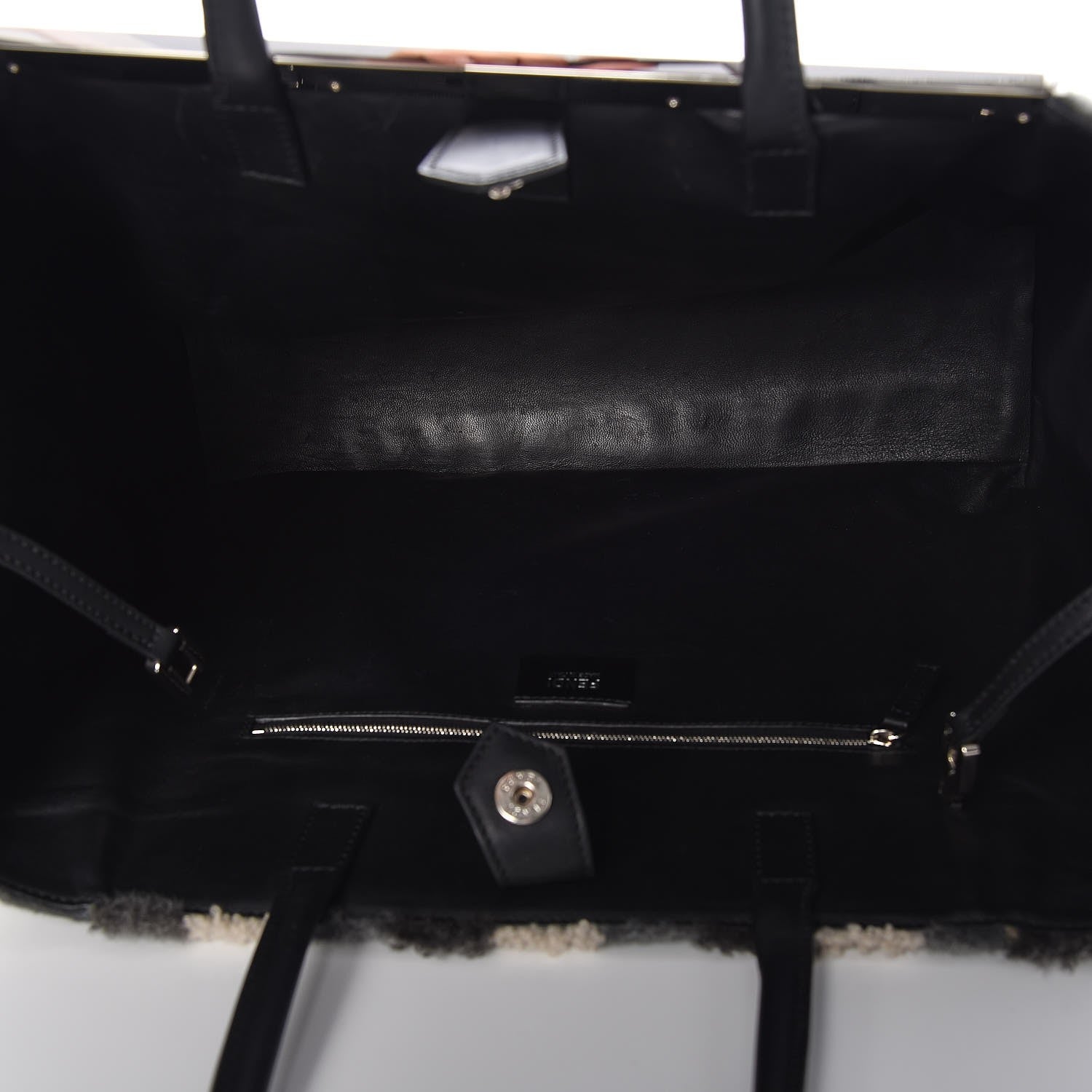 Fendi Shearling Large 2Jours Tote Light Blue Grey 5 of 7