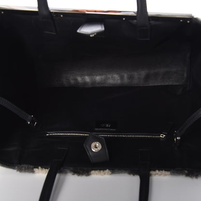 Fendi Shearling Large 2Jours Tote Light Blue Grey 5 of 7