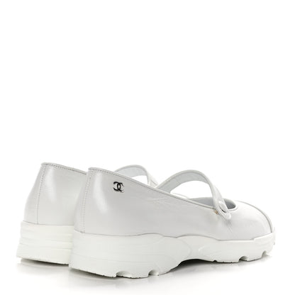 Chanel Patent Calfskin Mary Jane Strap Pumps 36.5 White 4 of 11
