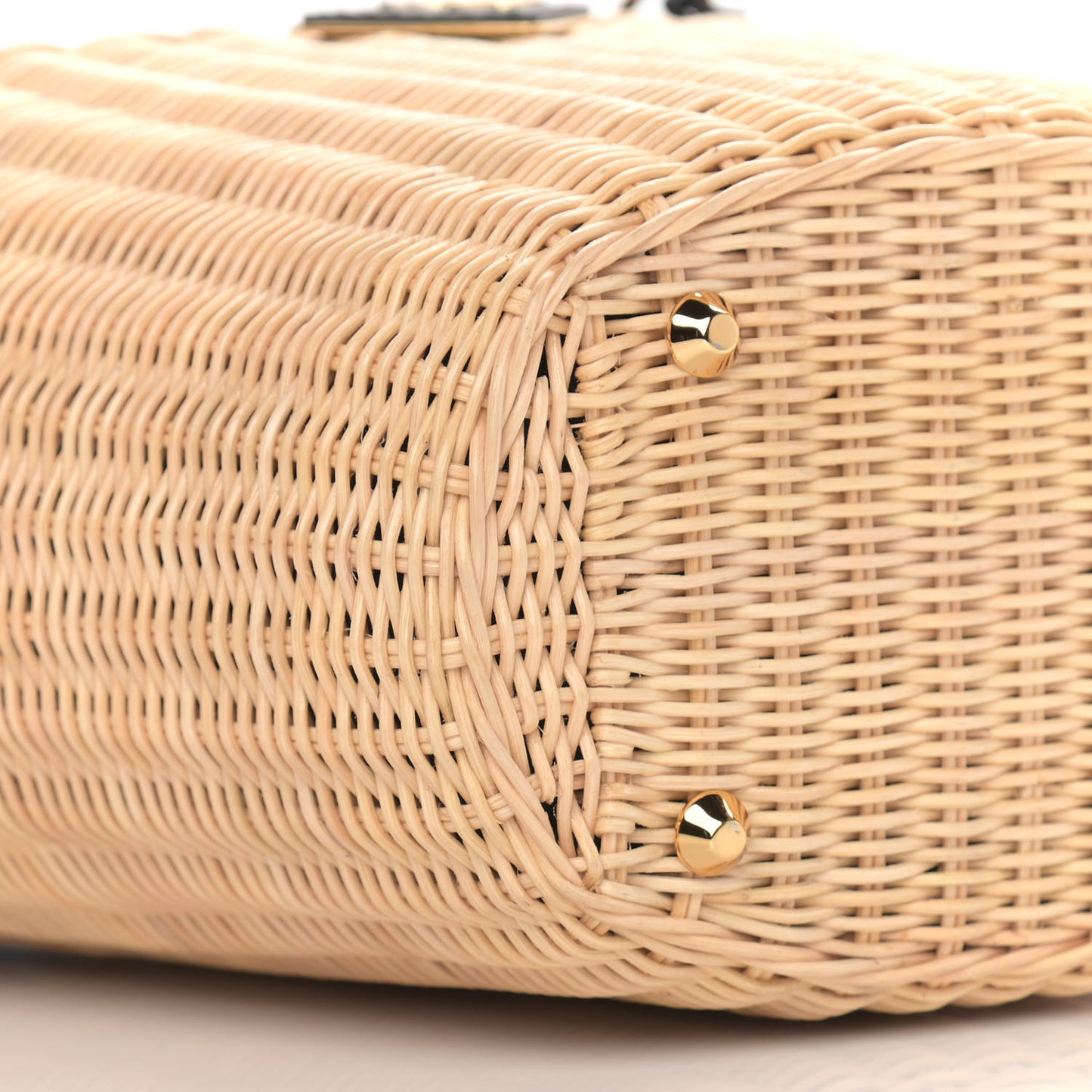 Wicker Canvas Shoulder Bag Naturale Black