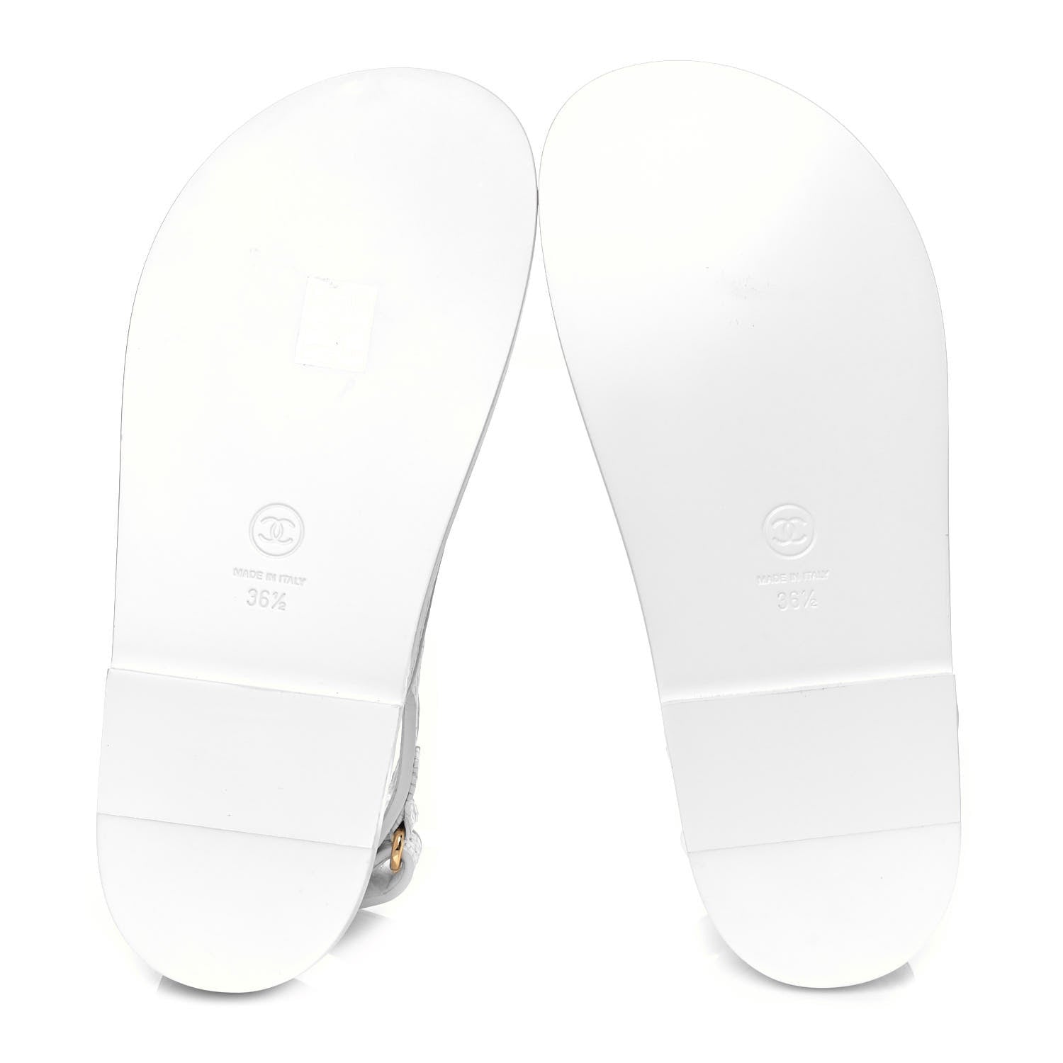 Chanel Calfskin Printed Velcro Dad Sandals 36.5 White 5 of 9