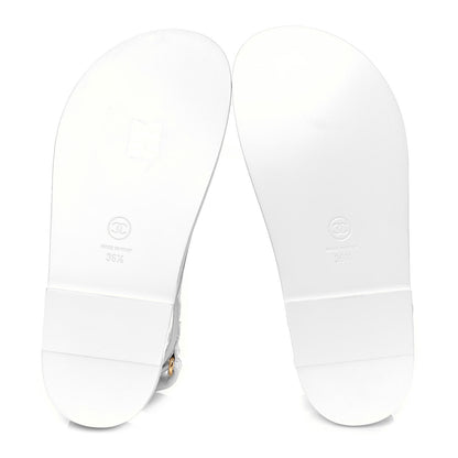 Chanel Calfskin Printed Velcro Dad Sandals 36.5 White 5 of 9