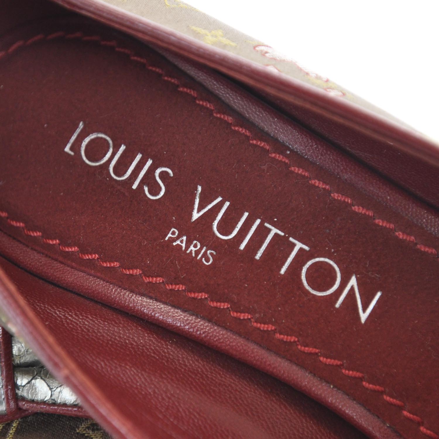 Louis Vuitton Satin Monogram Cherry Blossom Peep Toe Heels 36 6 of 9