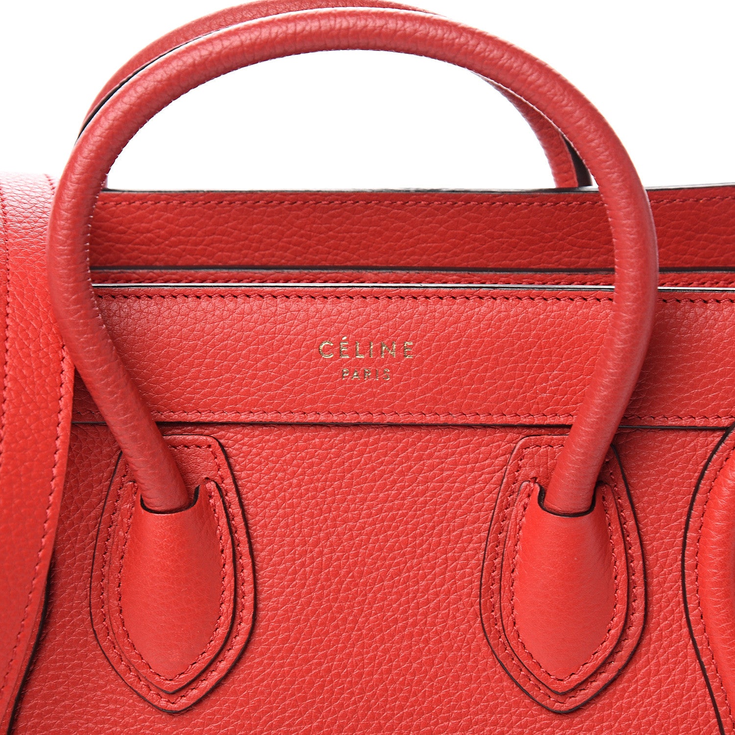 Celine Drummed Calfskin Nano Luggage Coquelicot 10 of 12