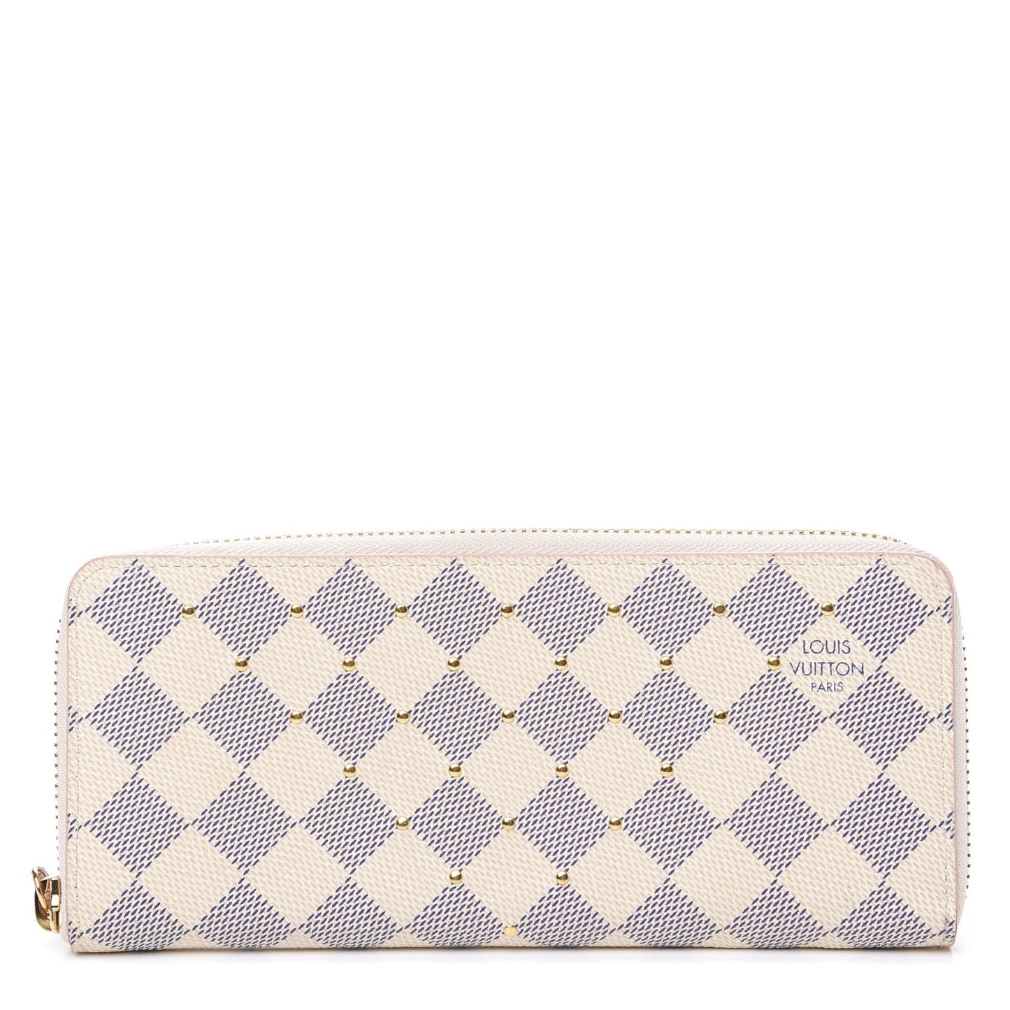 Damier Azur Studded Clemence Wallet Rose Ballerine