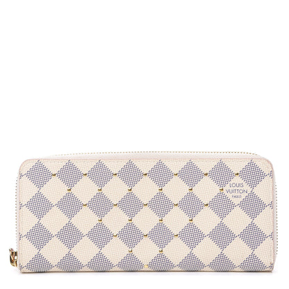 Louis Vuitton Damier Azur Studded Clemence Wallet Rose Ballerine 1 of 7