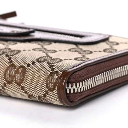 Balenciaga X GUCCI GG Monogram Azalea Calfskin Neo Classic Zip Around Wallet Beige Ebony Brown Sugar 9 of 10