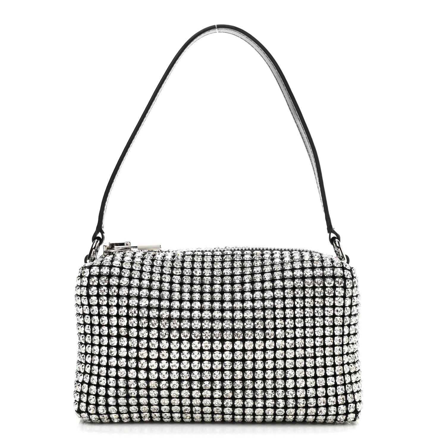 Alexander Wang Mesh Crystal Rhinestone Mini Heiress Pouch Black Silver 1 of 10