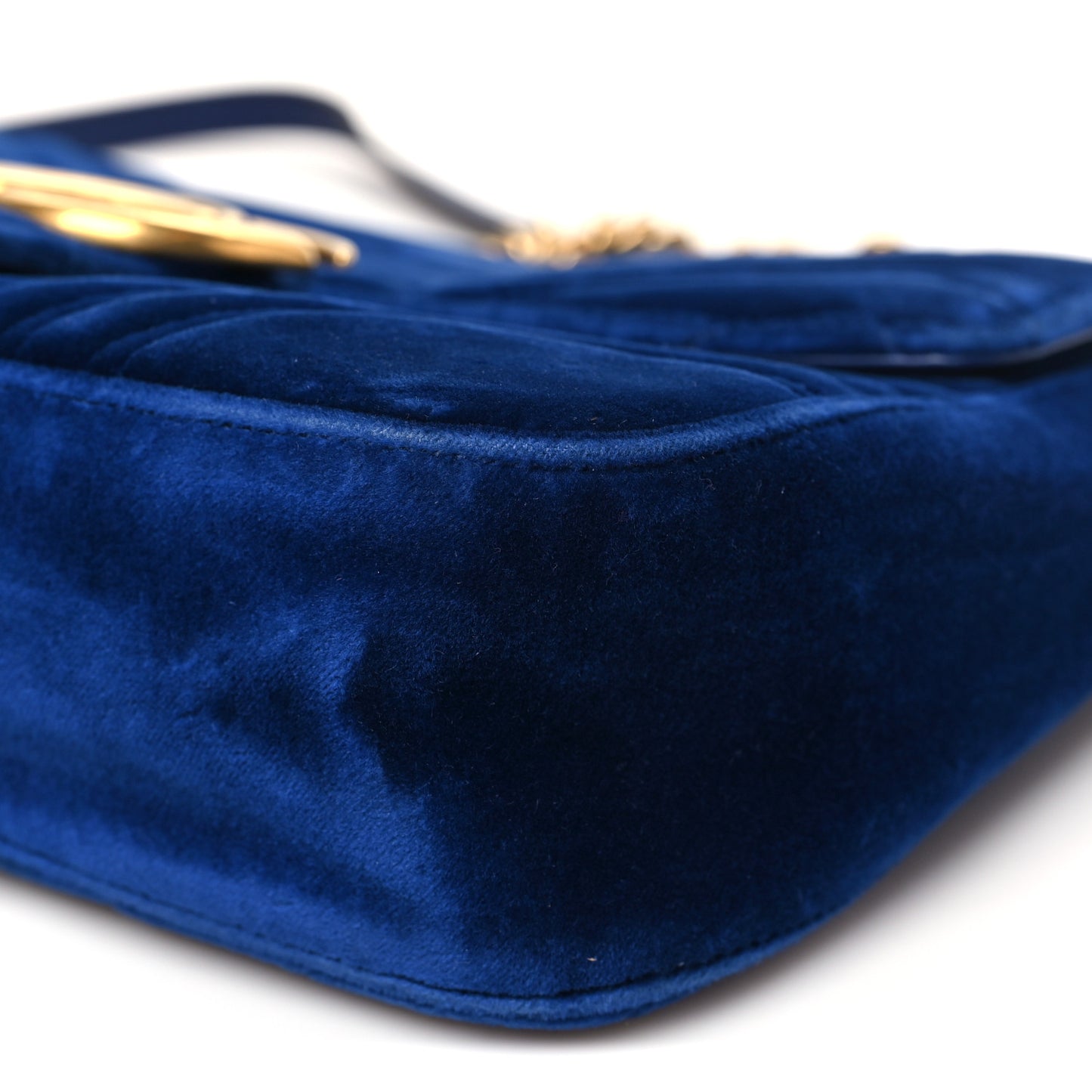 Velvet Matelasse Small GG Marmont Shoulder Bag Cobalt Blue