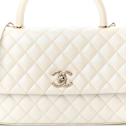 Chanel Iridescent Caviar Quilted Small Coco Handle Flap White 7 of 10