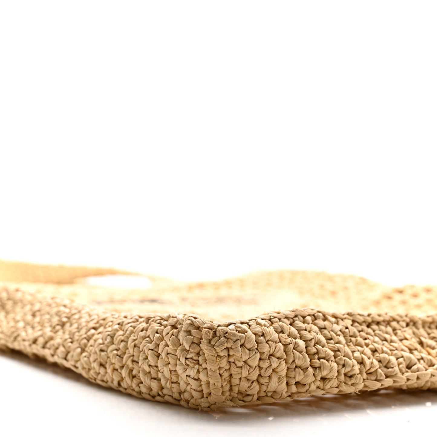 Yarn Raffia Effect Crochet Logo Embroidered Tote Bag Naturale