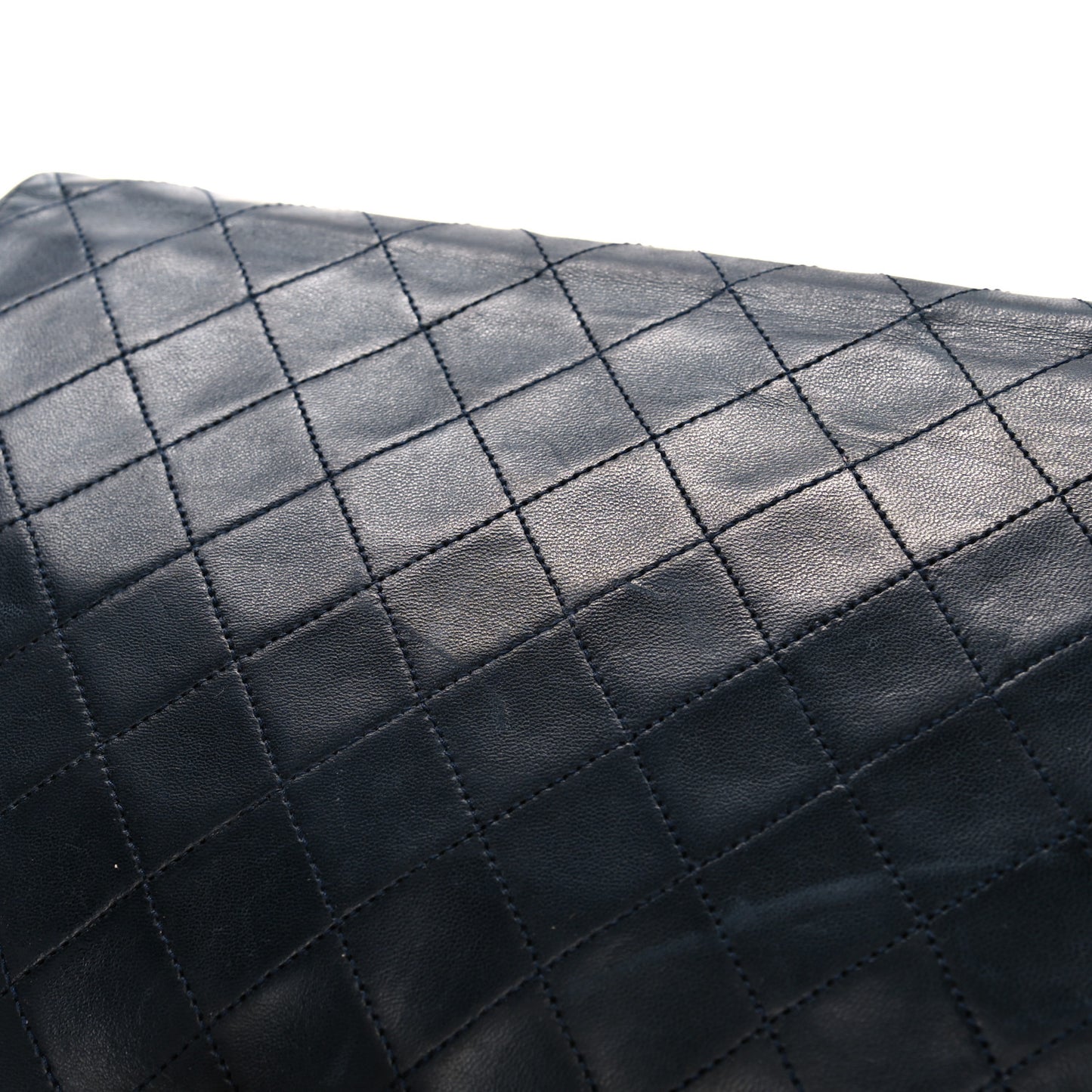 Lambskin Quilted Medium Single Flap Navy