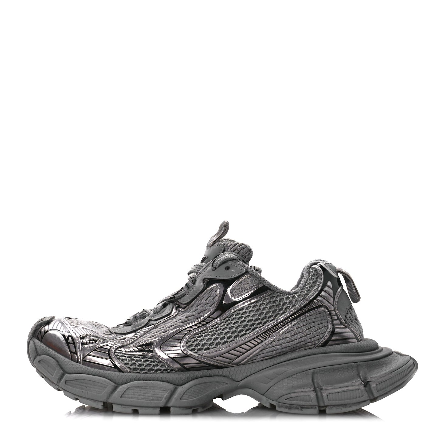Distressed Mesh Rubber Womens 3XL Sneakers 39 Grey Black