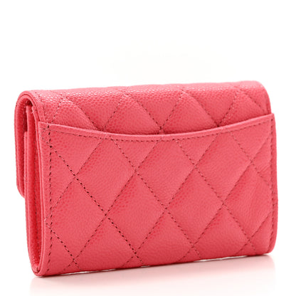 Chanel Caviar Quilted Flap Card Holder Wallet Pink 2 of 7