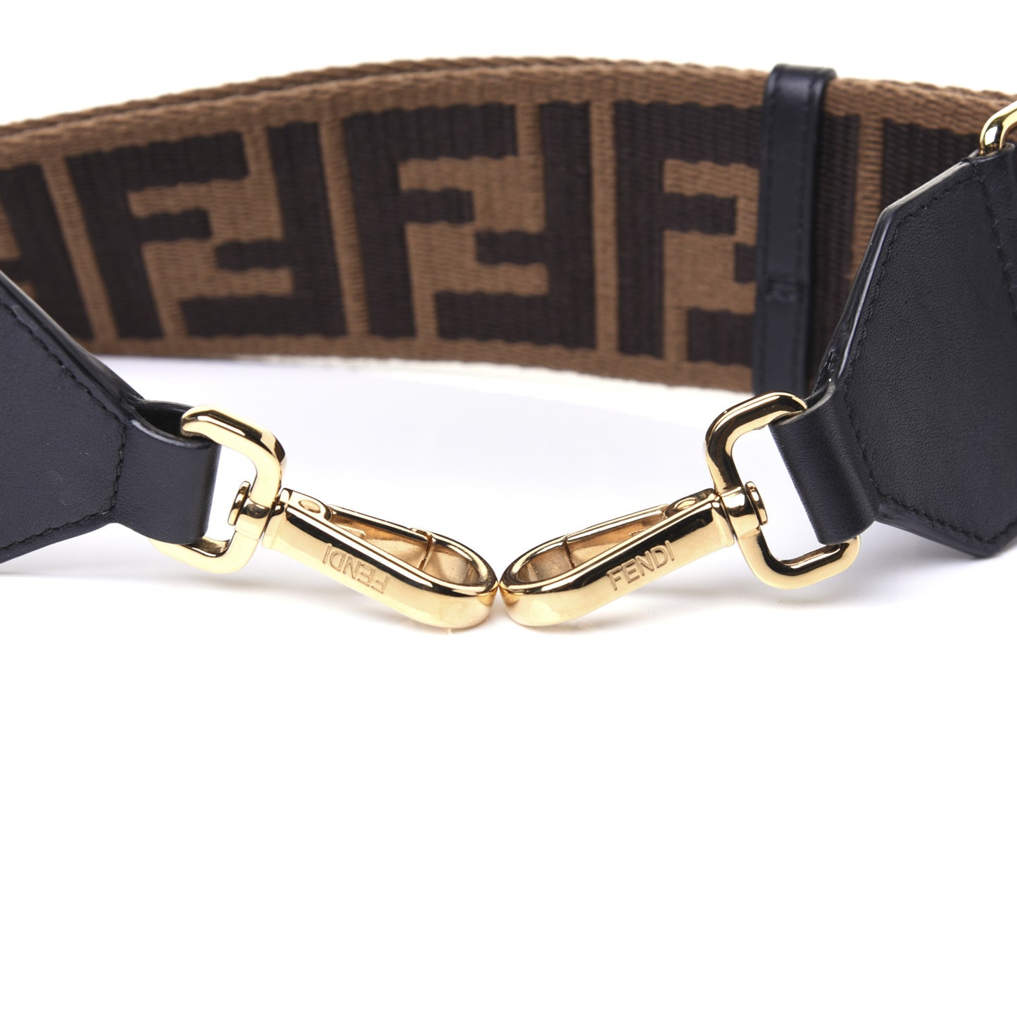 Ribbon Vitello Seta FF 1974 Adjustable Strap You Fango Marrone Black