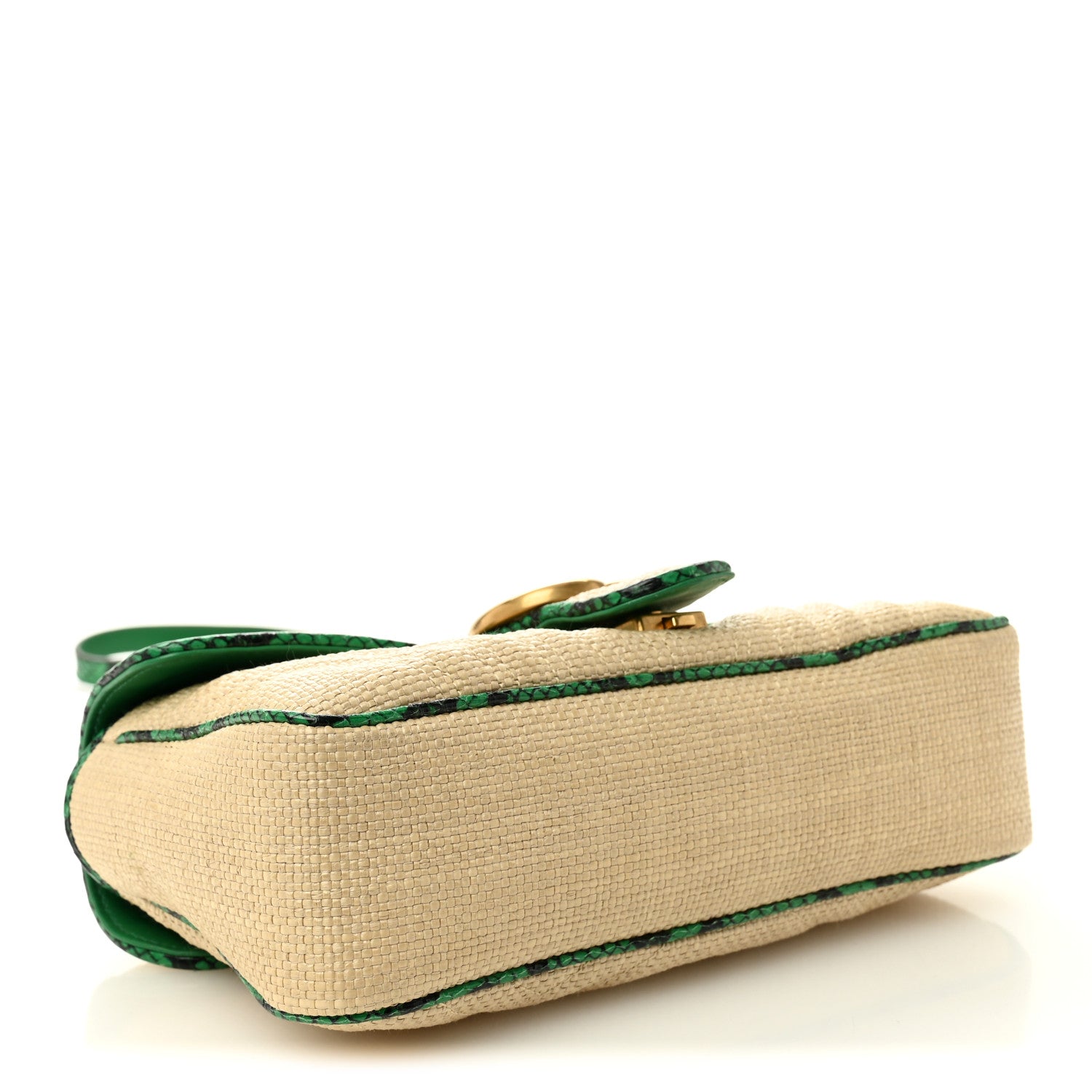 Gucci Raffia Elaphe Matelasse Small GG Marmont Shoulder Bag Natural New Shamarock 4 of 10
