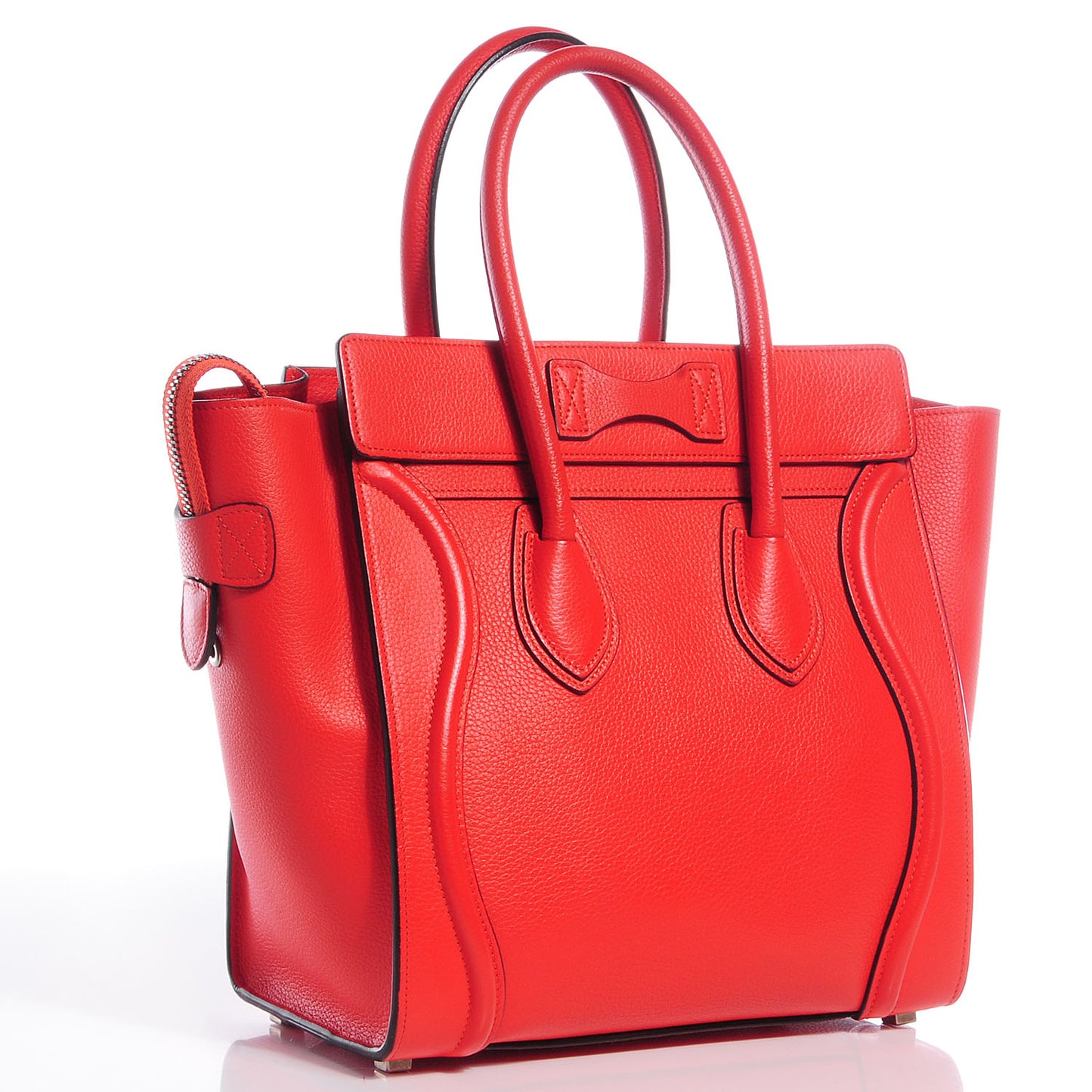 Drummed Leather Micro Luggage Coquelicot