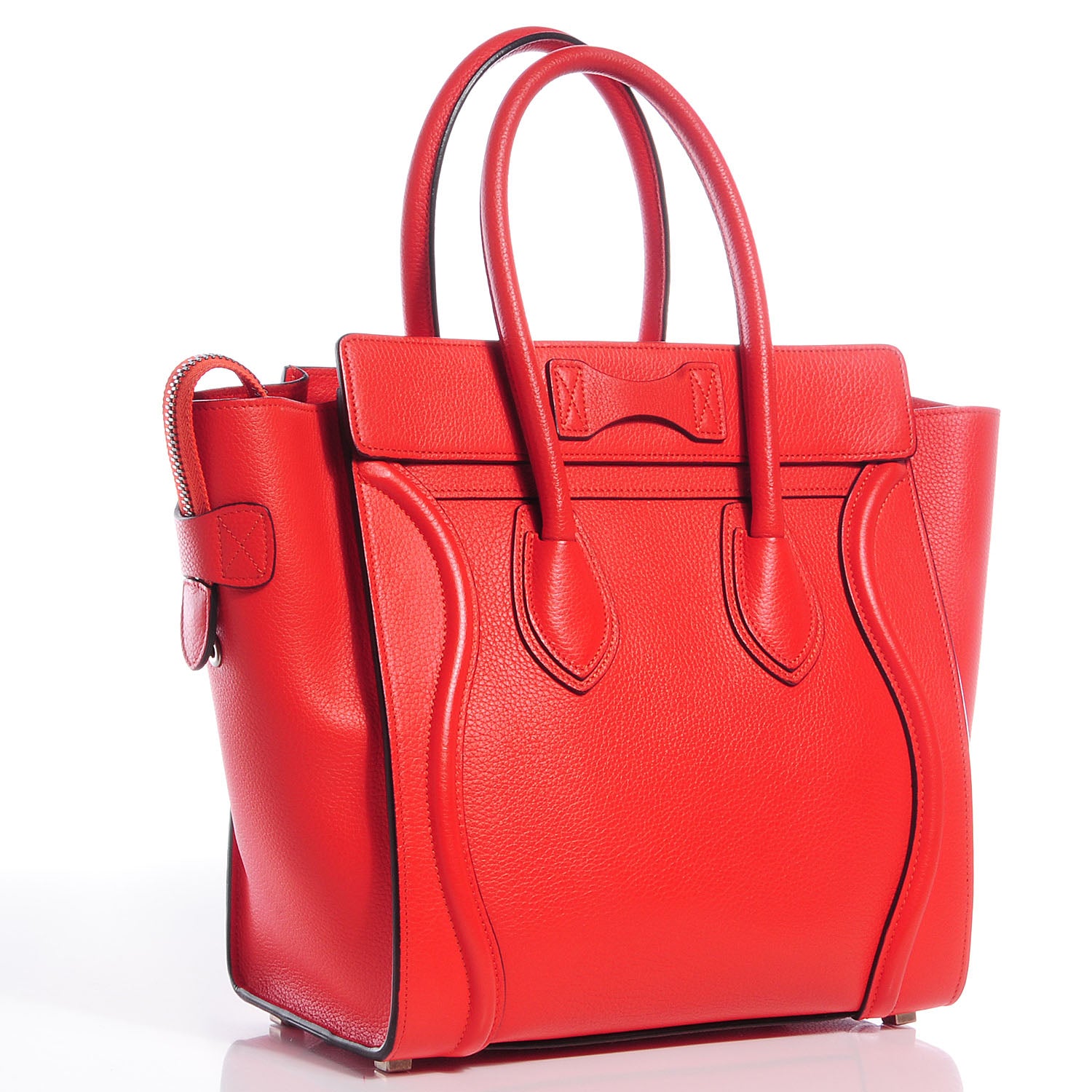 Celine Drummed Leather Micro Luggage Coquelicot 3 of 9
