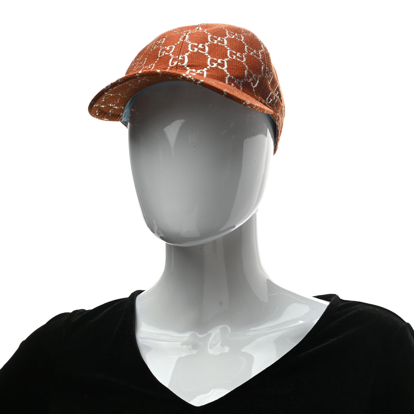 Canvas Lame GG Monogram Rush Baseball Hat S Burnt Orange Silver