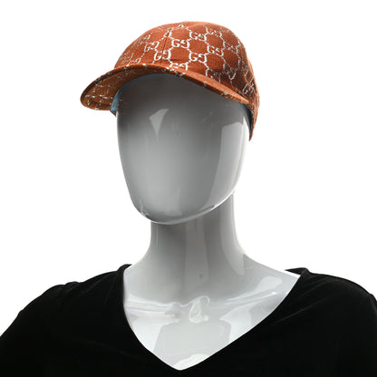 Gucci Canvas Lame GG Monogram Rush Baseball Hat S Burnt Orange Silver 2 of 9