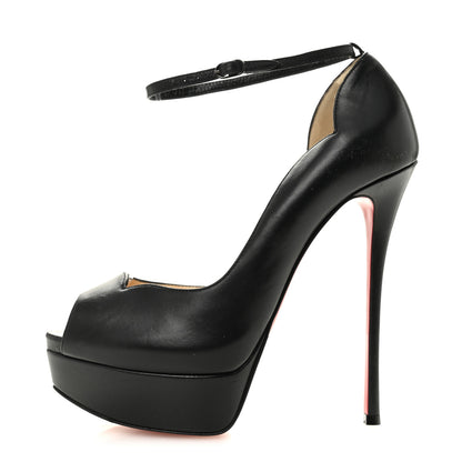 Christian Louboutin Nappa After Sun Round Chick Alta Platform Peep Toe 120 Pumps 37 Black 1 of 13