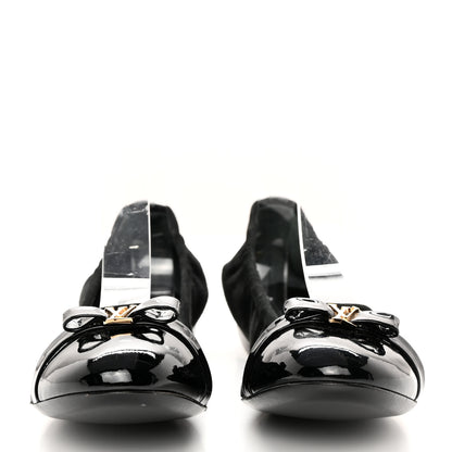 Louis Vuitton Patent Suede Elba Ballerina Flats 37.5 Black 2 of 14