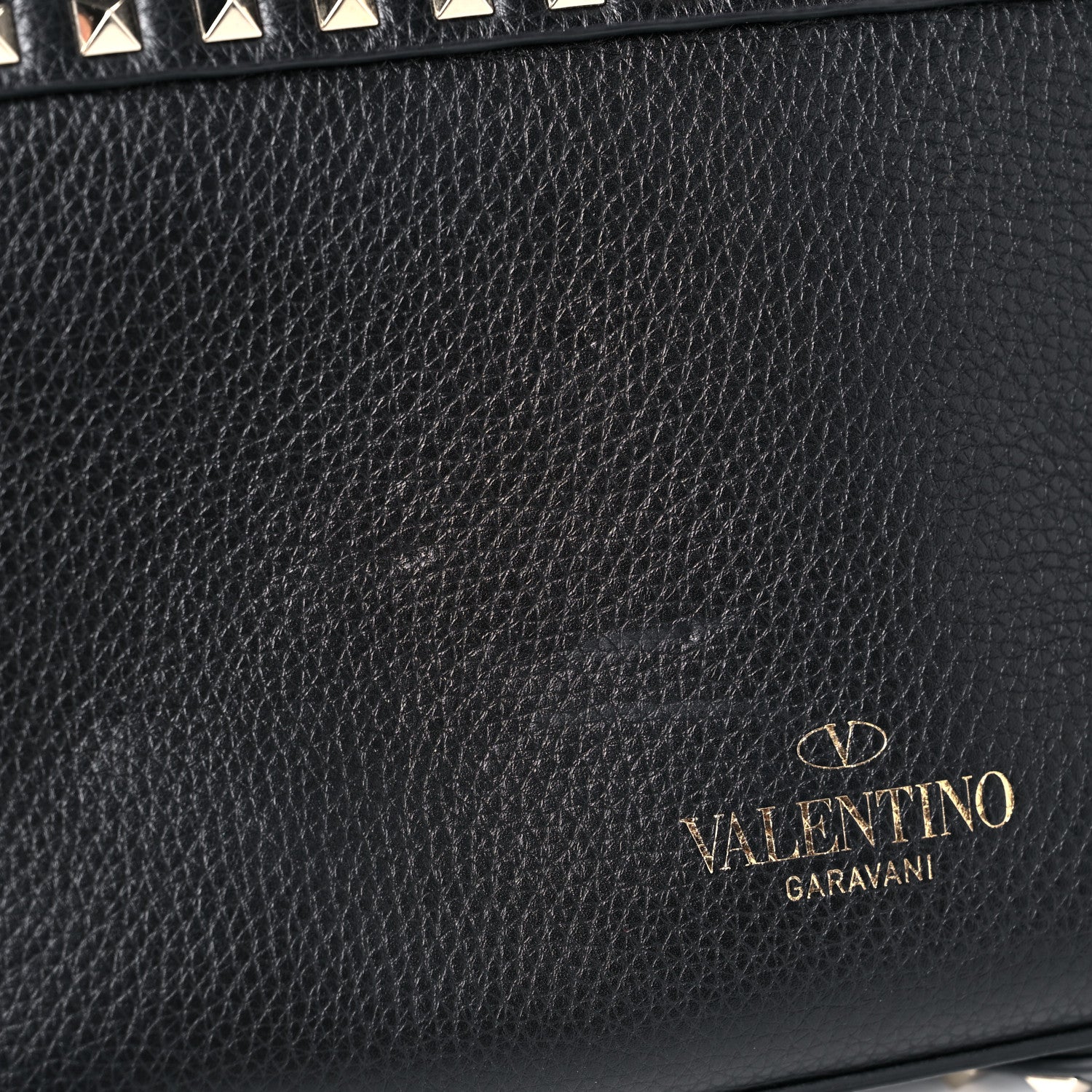 Valentino Garavani Pebbled Calfskin Small Rockstud Single Handle Flap Bag Black 14 of 15