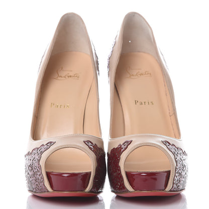 Christian Louboutin Patent Nappa Veramucha 120 Platform Peep Toe Pumps 39.5 Carmin Nude 2 of 8