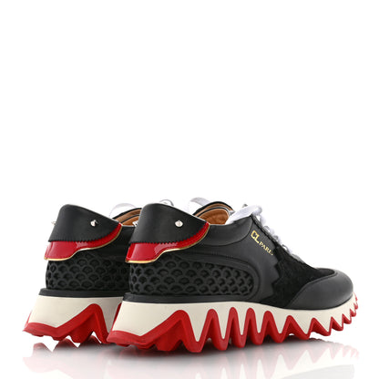Christian Louboutin Calfskin Suede Patent Womens Loubishark Sneakers 40 Black Loubi 4 of 11