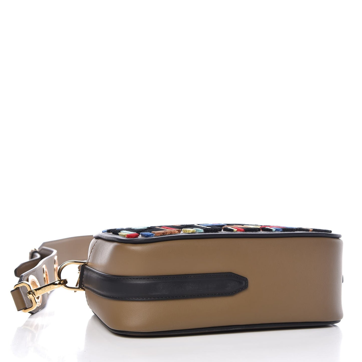 Vitello Century Velvet F is Fendi FF Multicolor Bi-Color Camera Case Fango Black Multicolor