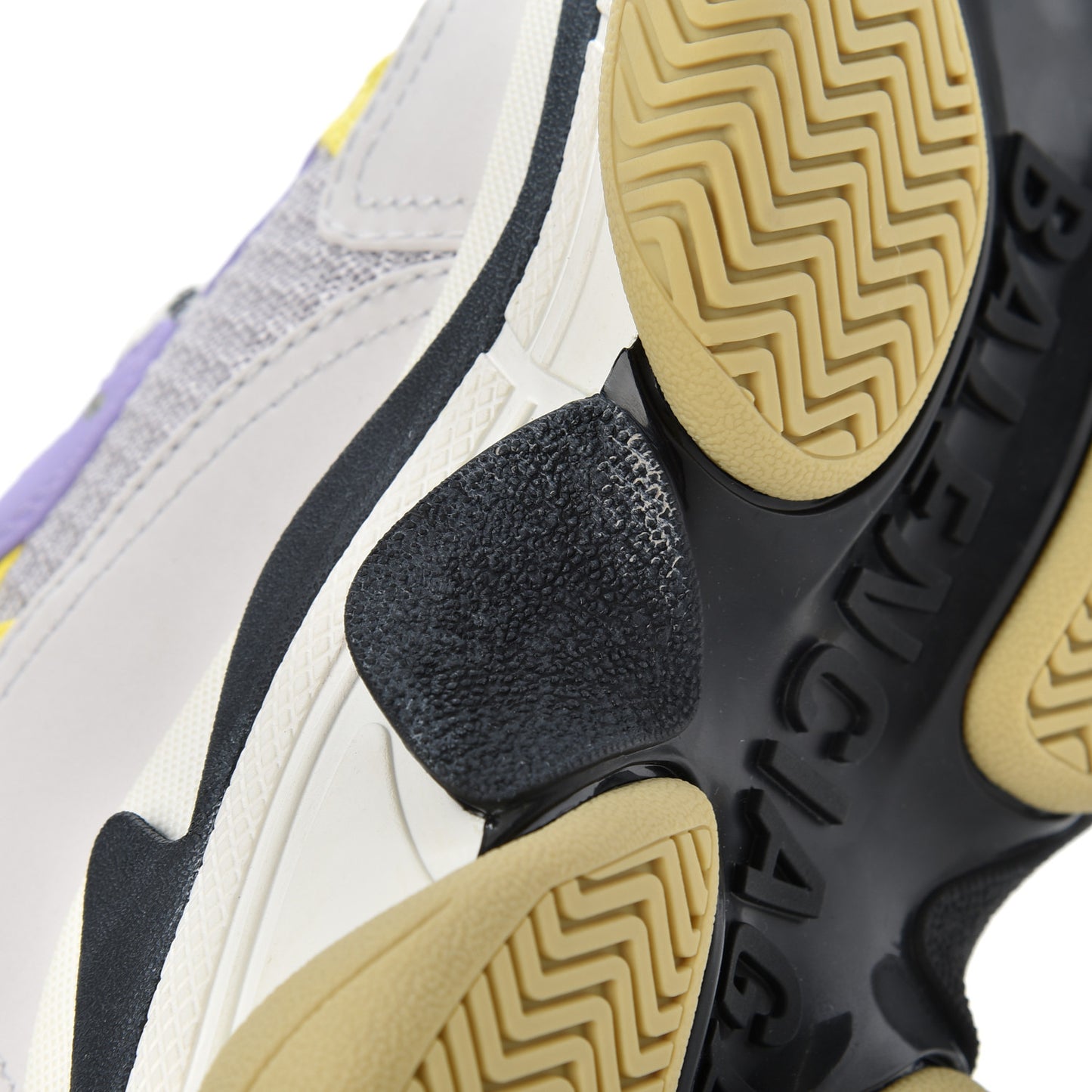 Fabric Mesh Womens Triple S Sneakers 36 White Purple Yellow