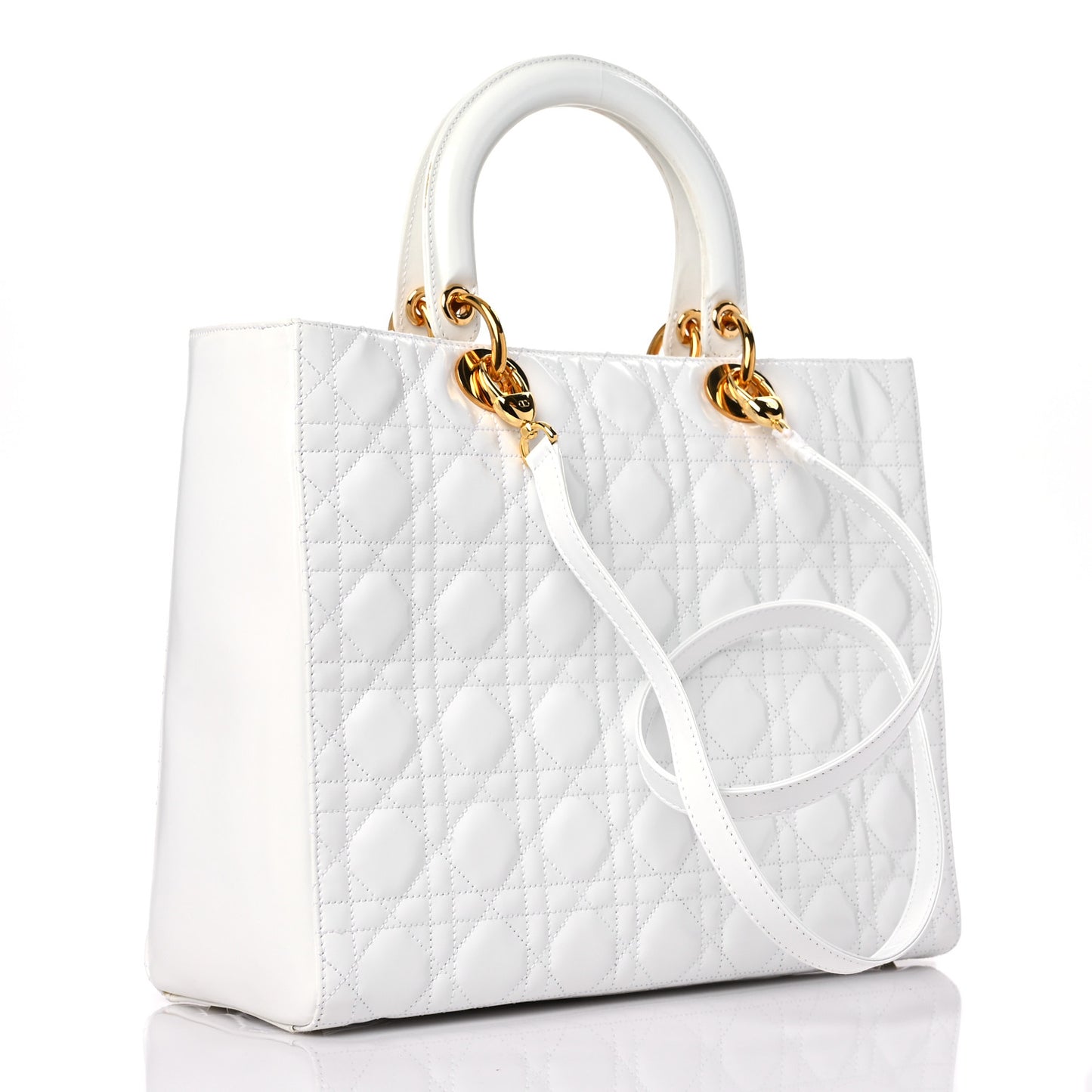 Patent Cannage Large Lady Dior White