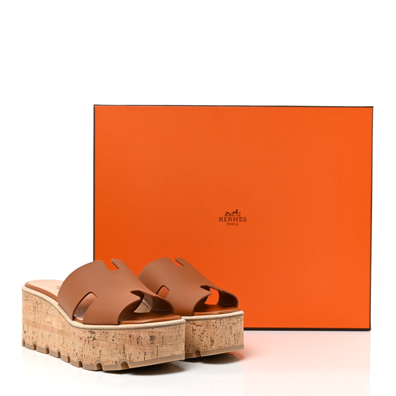 Hermes Calfskin Cork Eze 30 Sandals 36 Marron Glaise 16 of 16