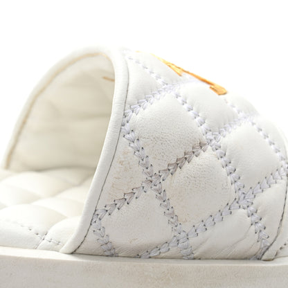Chanel Lambskin Quilted Textured CC Mules Sandals 40.5 White 10 of 10