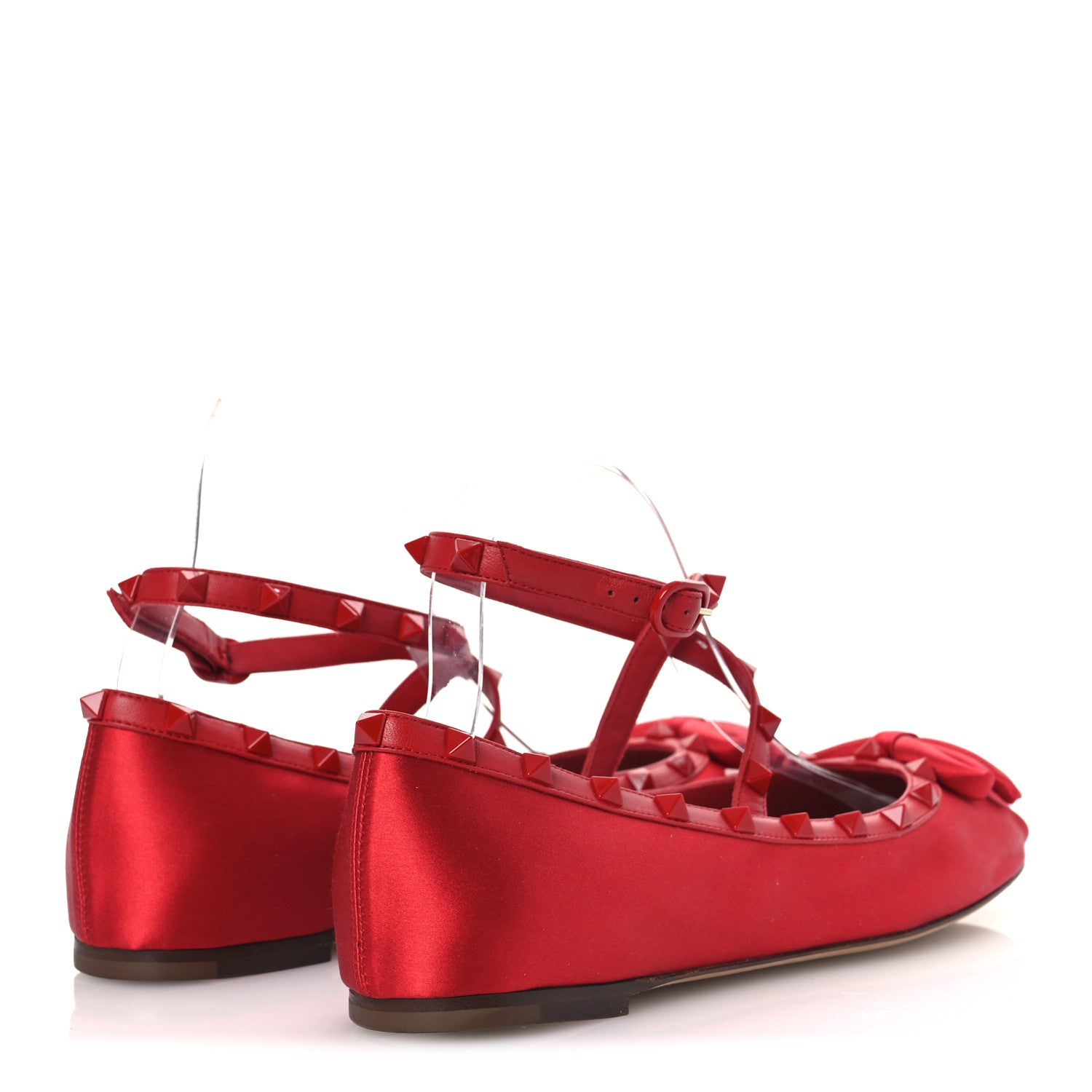 Valentino Garavani Satin Nappa Rockstud Ballerina Flats 40 Rouge Pur 5 of 11