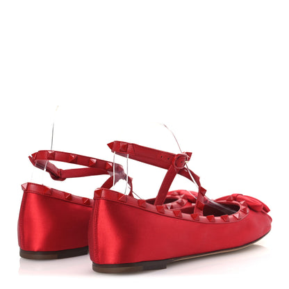 Valentino Garavani Satin Nappa Rockstud Ballerina Flats 40 Rouge Pur 5 of 11